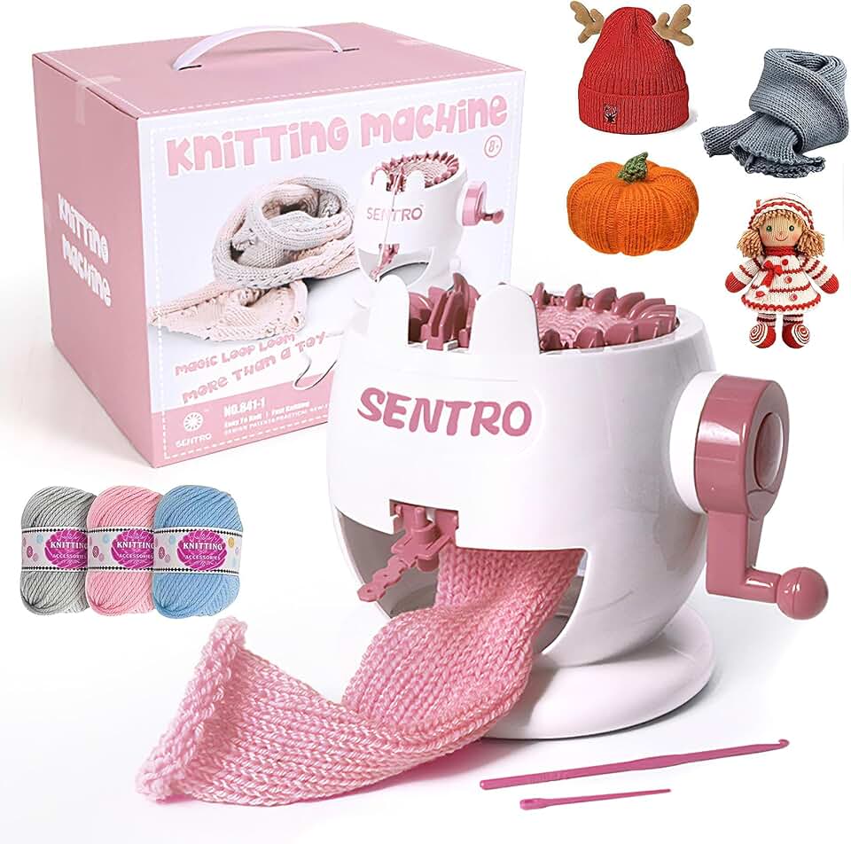 MericTop SENTRO Knitting Machine 22 Needle, Loom for Hats Scarves Socks | Double Weaving Modes, 4 Yarn Densities, for 3-5mm Wool Yarn, Kids Adults Beginners