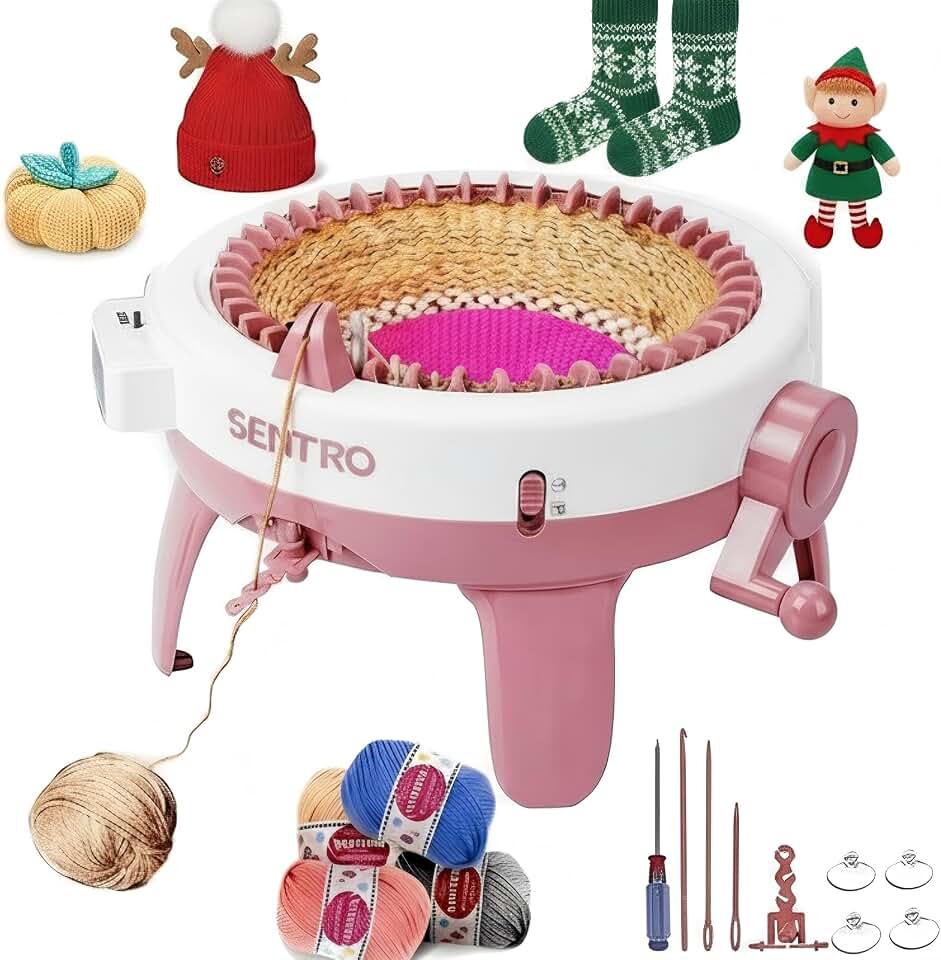 SPRYNT SENTRO Knitting Machine 48 Needles with Row Counter, for Hat Socks | T/P Dual Mode, 4 Yarn Densities, ABS Durable, for Adults Beginners, Scarf Gloves