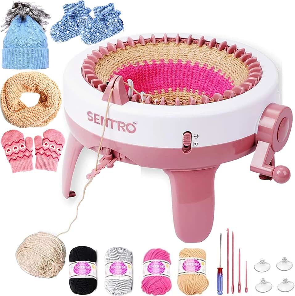 Sentro 48 Needle Knitting Machine for Adults, Circular Knitting Loom Kit | Smart Row Counter, Crochet Machine, P/T Dual Modes, 4 Yarn Tensions, for Hats Scarves Gloves