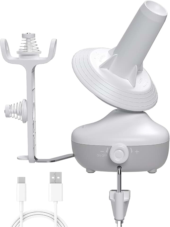 Yarn Winder Electric, Auto Compact Cake Winding for Knitting Lovers | Perfect Yarn Organizer with Strong Tension &amp; Adjustable Speed, Efficient Large Capacity Yarn Ball Spinner for Crafters, White
