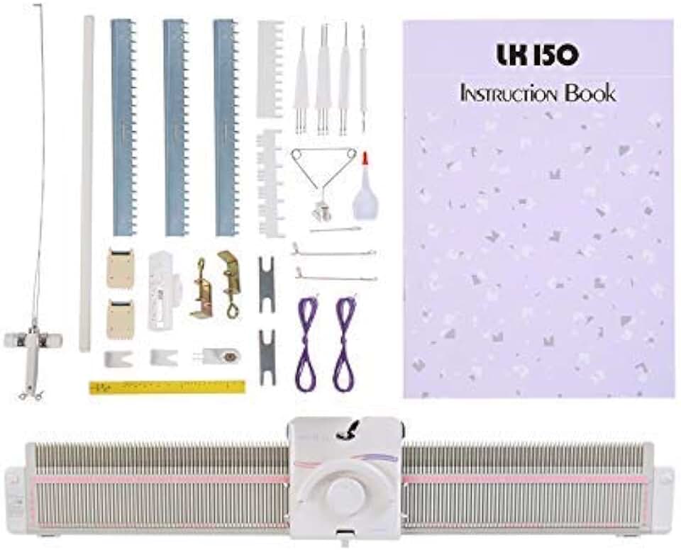 LK150 6.5mm Mid Gauge Plastic Domestic Knitting Machine Includes Yarn Needles Accessories for Adults/Kids