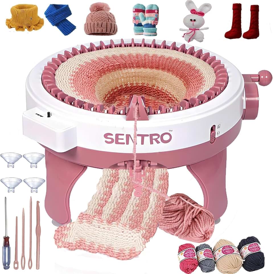 PKHOUHYI Sentro 48 Knitting Machine, 48 Needles Knitting Machine with Row Counter Automatic Circular Weaving Spinning Knitting Loom Machine Kit for Adults &amp; Beginners for Scarves,Sweater,Hat