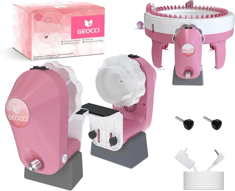 GEOCCI Electric Knitting Machine Adapter for Sentro 40-Needle and 48-Needle Round Knitting Machines (Pink)