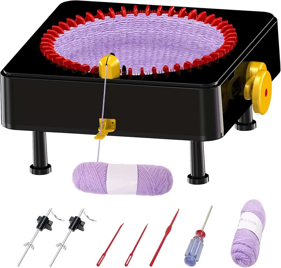 JAMIT Knitting Machine, 48 Needles Loom Knitting Machines for Adults and Beginner, Smart Weaving Loom Crochet Knitting Machine for Hat Sock Blanket, Knitting Looms &amp; Boards Rotate Double Knit Machine