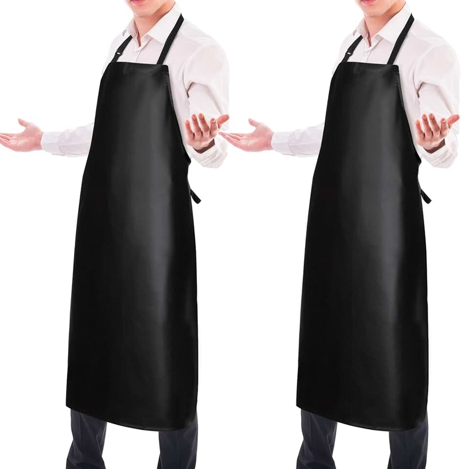 Waterproof Rubber Apron Adjustable Dishwasher Apron - Heavy Duty Work Apron | Apron for men, black apron for women, work apron for kitchen/cooking/dishwashing/garden/grilling, plastic apron for server