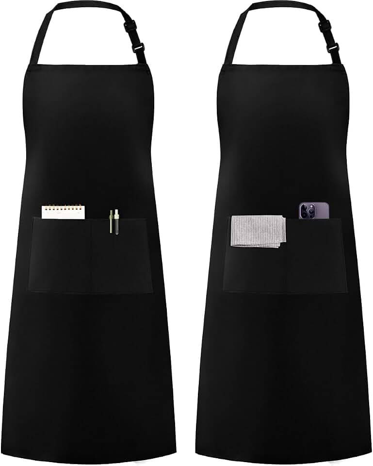 Syntus Apron for Men Women, Adjustable Cooking Kitchen Apron with 2 Pockets | Machine Washable, Firm Stitching, Stain Resistance, Long Tie Straps, 2 Pockets, Versatility, Unisex Use, Gift, BBQ