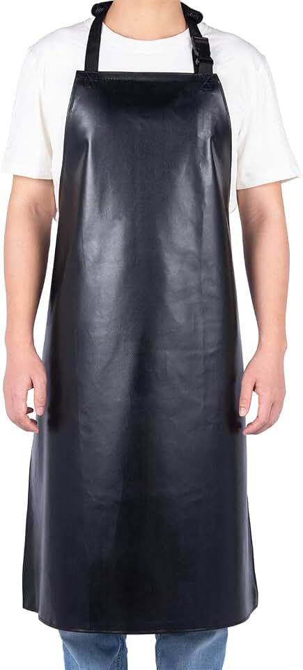Homsolver Waterproof Dishwasher Apron, Adjustable Rubber Butcher Apron | 39" Lightweight Chemical Industrial Work Apron for Men Women, Plastic Vinyl Aprons for Dishwashing Grooming Lab Fish