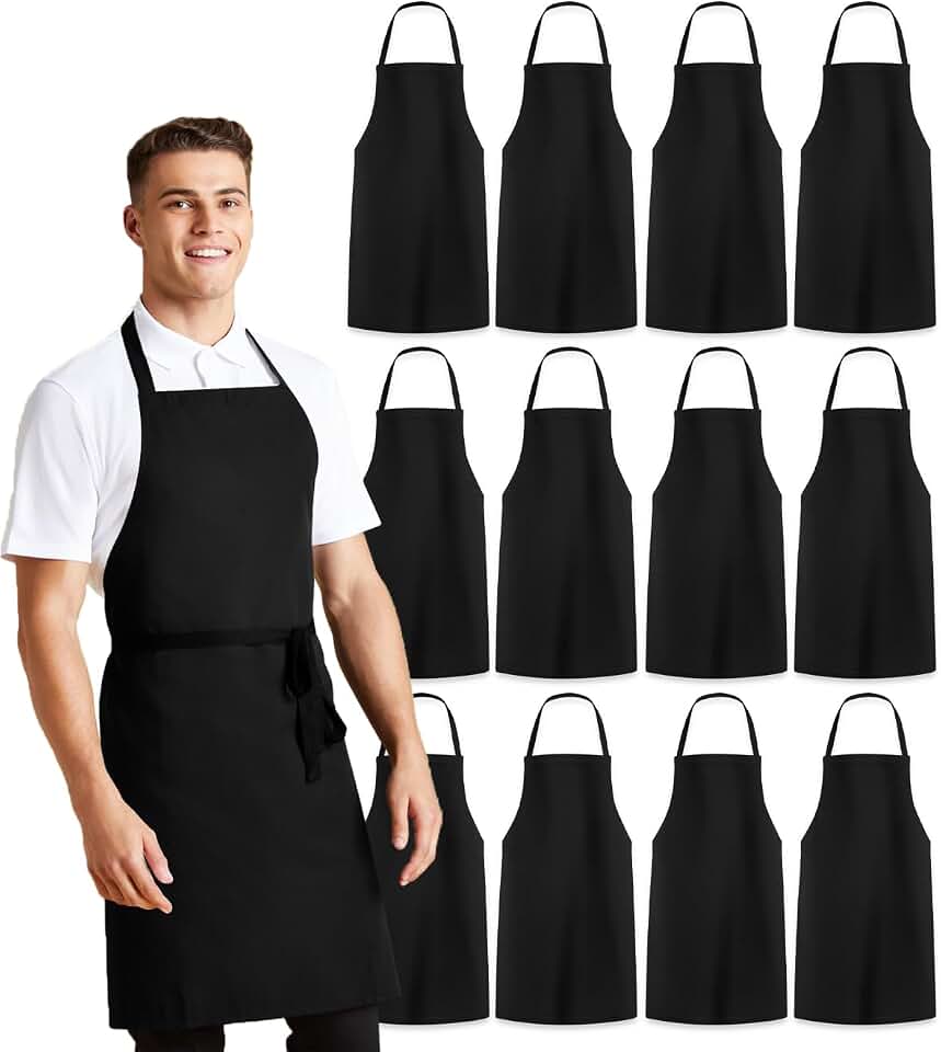 Avalon Kitchen Aprons for Men - 100% Polyester Chef Apron Women with Extra Long Ties - Cooking Aprons for Women &amp; Mens Apron