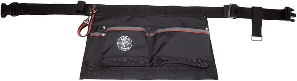 Klein Tools 5244 Tool Apron, Tape Thong and Four Reinforced Pockets for Hand Tools, Waist Size 32 to 53-Inch