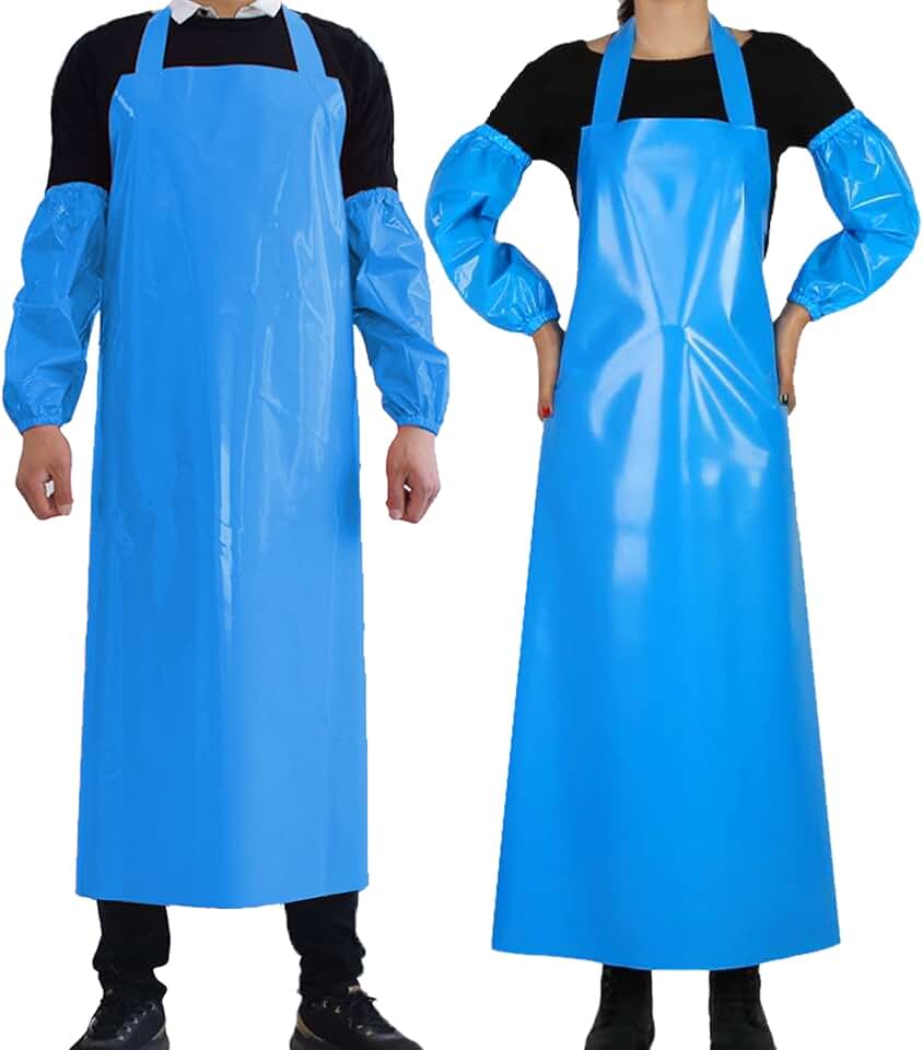ELEBOX Waterproof Oil Proof Bib Apron Utility Apron Chemical Resistant Apron with Sleeve Work Apron Ultra Lightweight