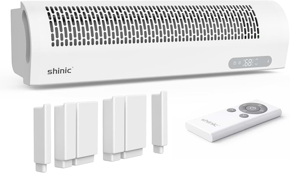 shinic Window Fan with Reversible Airflow, 4 Speeds, Thermostat Remote Control, Weather Resistant, Quiet Window Fan, 6 Spacer Blocks, Fits 26.0" - 39.7" Window, for Home Bedroom Kitchen Office, White