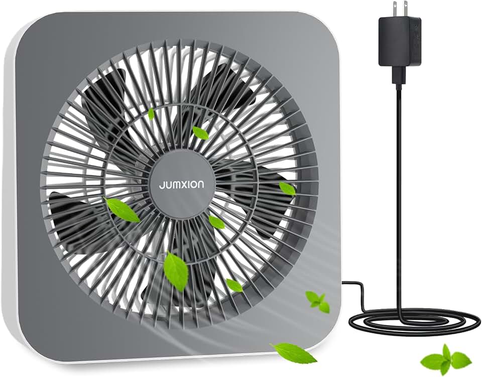 10 inch Box Fan, Small Window Fan with 3 Speeds, 8HRS Timer Function Quiet Square Fan for Bedroom Office Kitchen Home Apartment RV Camping, Powered by DC Adapter Work with Universal USB Type-C Cord