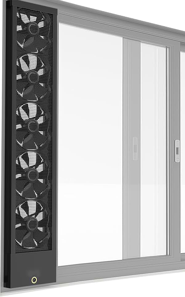 31.5-33.5 Inch Vertical Window Fan for Sliding Windows Exhaust Only | Align Perfectly with Window Top and Bottom Frames Tool-Free With Variable Speed for Bedrooms Smoky Spaces Hot Areas