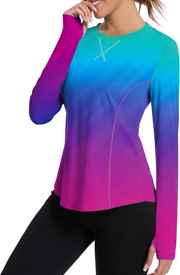Avoogue Women UPF 80+ UV Shirts Long Sleeve with Thumb Holes Workout Tops