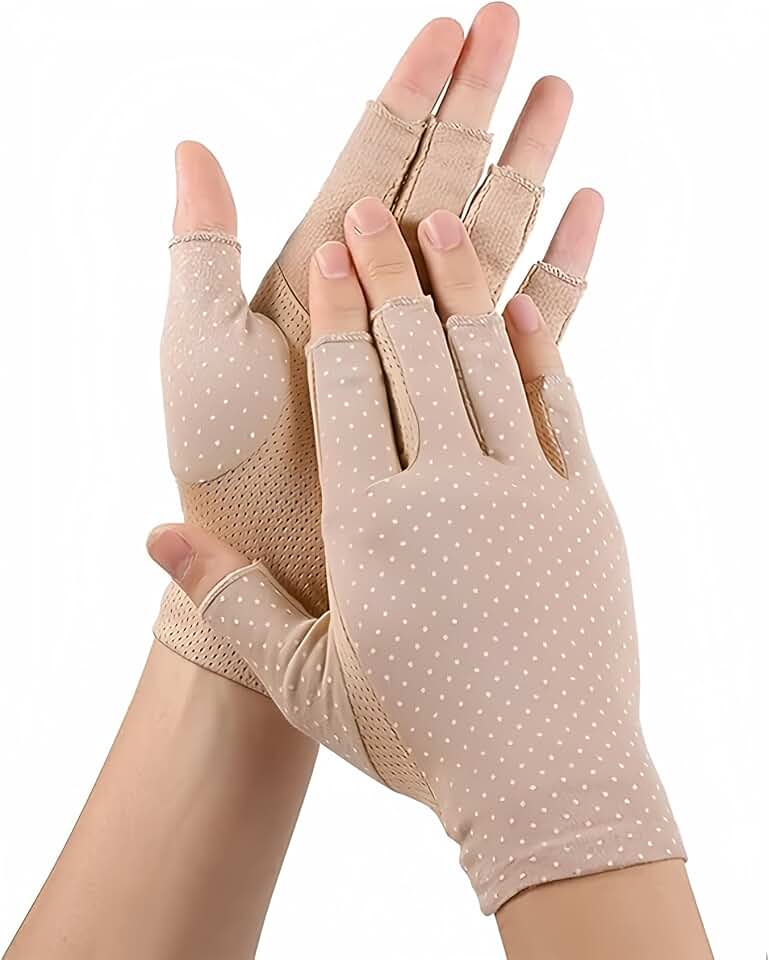 INOGIH Women Sunblock-Fingerless Gloves UV-Sun-Protection Driving Non-Slip Gloves