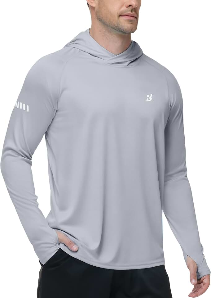 Roadbox Men's UPF 50+ Sun Hoodie, UV Long Sleeve Fishing Shirts Rash Guard Global Recycled Standard
