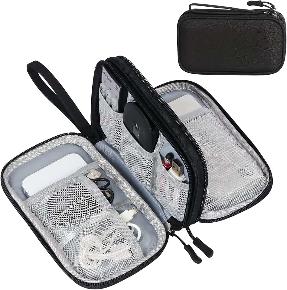 FYY Electronic Organizer, Travel Tech Pouch Bag, Cable Organizer Black Global Recycled Standard