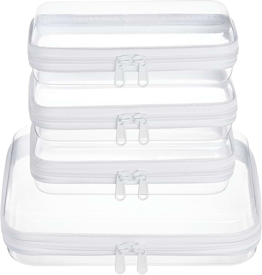 4 pcs Clear Zipper Pouches,Hard Shell Zipper Case