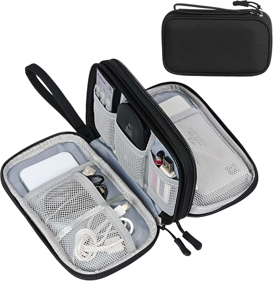 FYY Electronic Organizer, Travel Tech Pouch Bag, Medium, Black Global Recycled Standard