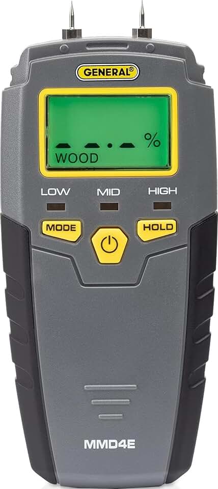 General Tools MMD4E Moisture Meter for Wood, Walls &amp; Water Leak Detection | Pinless wood moisture meter for drywall &amp; walls. Detects mold &amp; humidity. Water leak detector for home moisture testing.