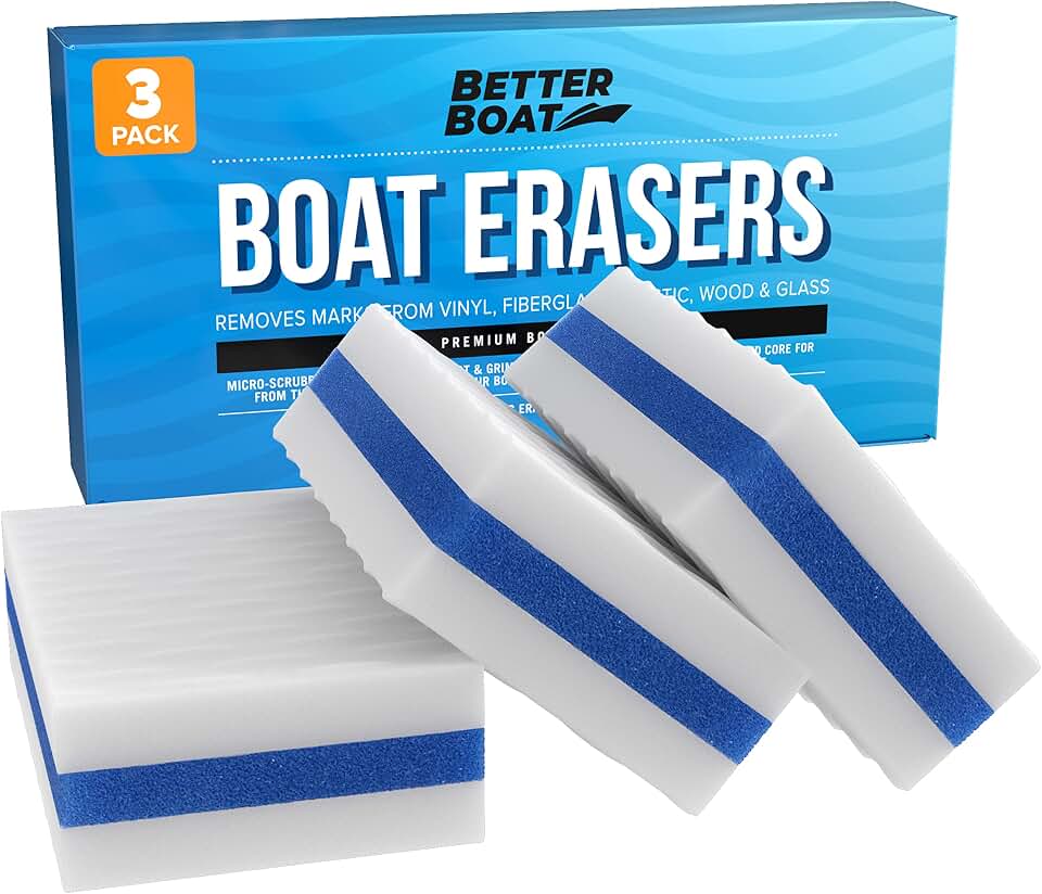 Boat Erasers by Better Boat, Cleaning Sponge for Scuff Marks and Grime | Marine Accessories and Gifts, Safe on Fiberglass Vinyl Gelcoat Deck Hull
