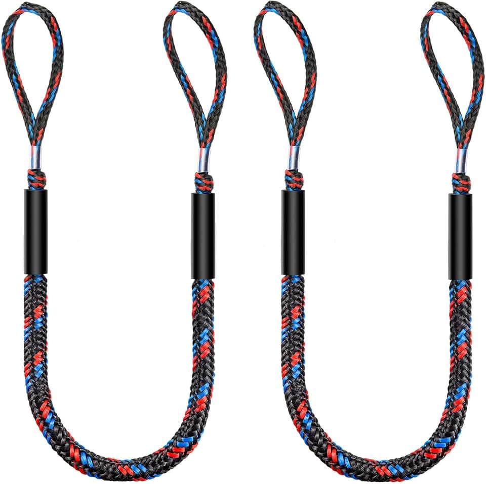 Bungee Dock Lines for Boats, Quick Connect No Knots, Shock Absorbing Mooring Lines, Boating Gifts for Men, Boat Accessories for Pontoon, Bass Boat, Jet Ski