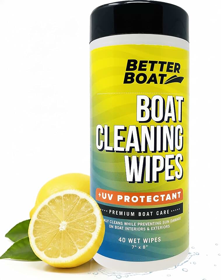 Boat Cleaner Wipes with UV Protection, Marine Vinyl Cleaner and Protectant | Boat Seats, Car Leather, Dashboard, Console, Interior, and Exterior Cleaning Supplies