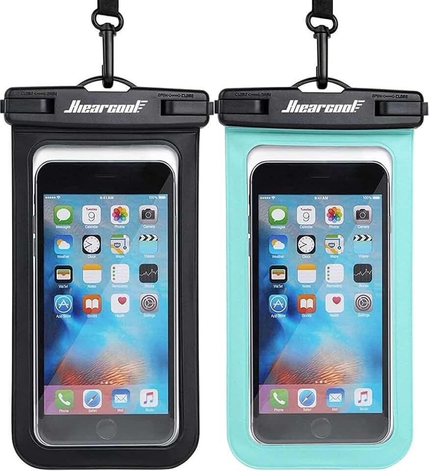 Hiearcool Waterproof Phone Pouch, Waterproof Phone Case, Black&amp;Green 2-Pack | Durable multilayer IPX8 protection; touchscreen access and fit up to 8.9 inches; cruise essentials 2026 for beach and pool