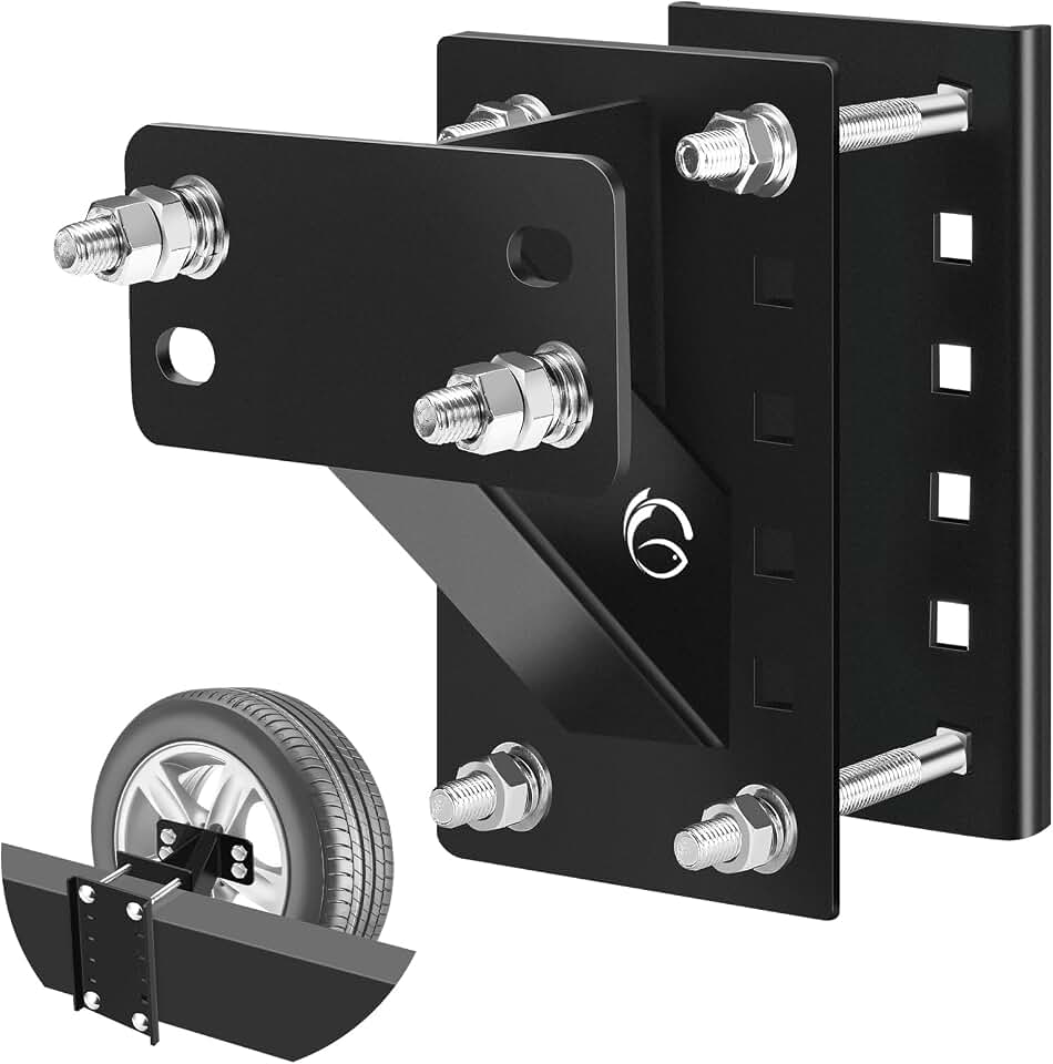 GADFISH Spare Tire Carrier,Spare Tire Mount Boat Trailer Carrier Bracket,Heavy Duty Lock Holder,Fits 4 &amp; 5 &amp; 6 Lugs Trailer Wheels on 4", 4.5'', 4.75'', 5'' and 5.5'' Bolt Patterns,Holds up to 150 Lbs