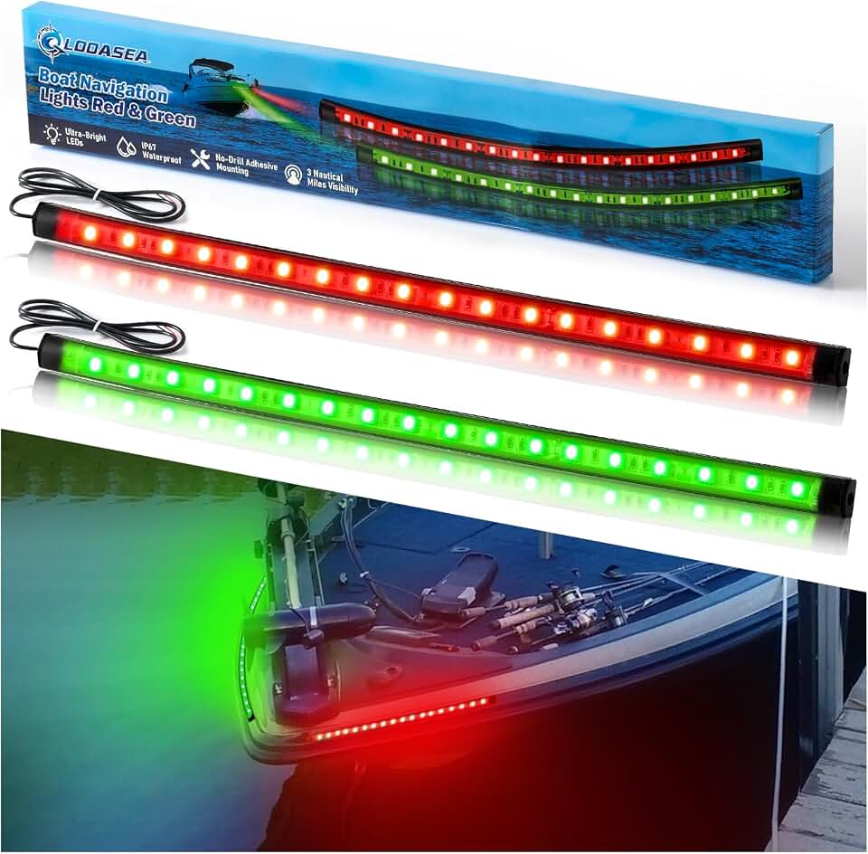 Boat Navigation Lights LED, Red and Green Boat Lights LED Waterproof, Marine Navigation Bow Light for Night Fishing, Boating, Navigating, Lighting, Fits for Pontoon, Bass &amp; Jon Boats, Yacht