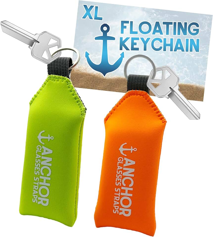 Anchor Glasses Straps Floating Keychain Waterproof – XL Size – Floats 12 Keys – Bright Visibility