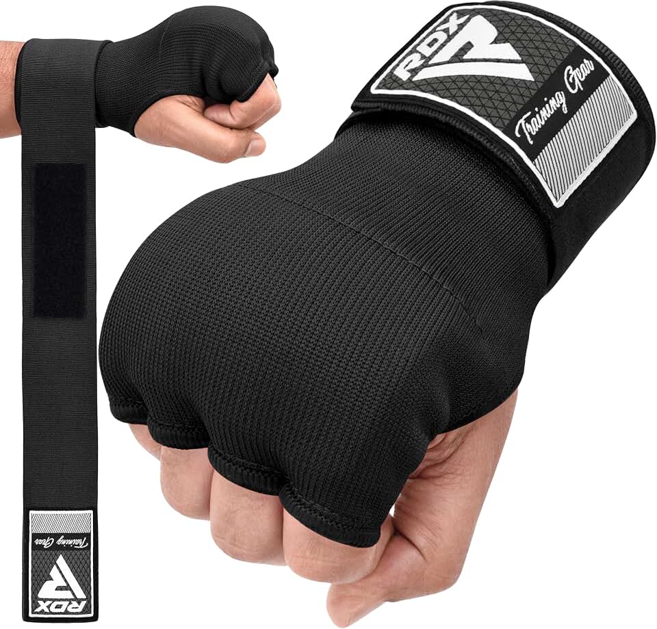 RDX Gel Boxing Hand Wraps Inner Gloves Men Women, Quick 100cm Long Wrist Straps, Elasticated Padded Fist Under Mitts Protection, Muay Thai MMA Kickboxing Martial Arts Gear