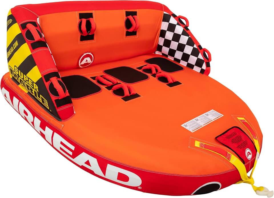 Airhead Mable Towable Tube for Boating, 1-4 Rider Inflatable Boat Tube for Water Tubing, Heavy Duty Full Nylon Cover, EVA Foam Pads, Dual Tow Point, Patented Speed Safety Valve
