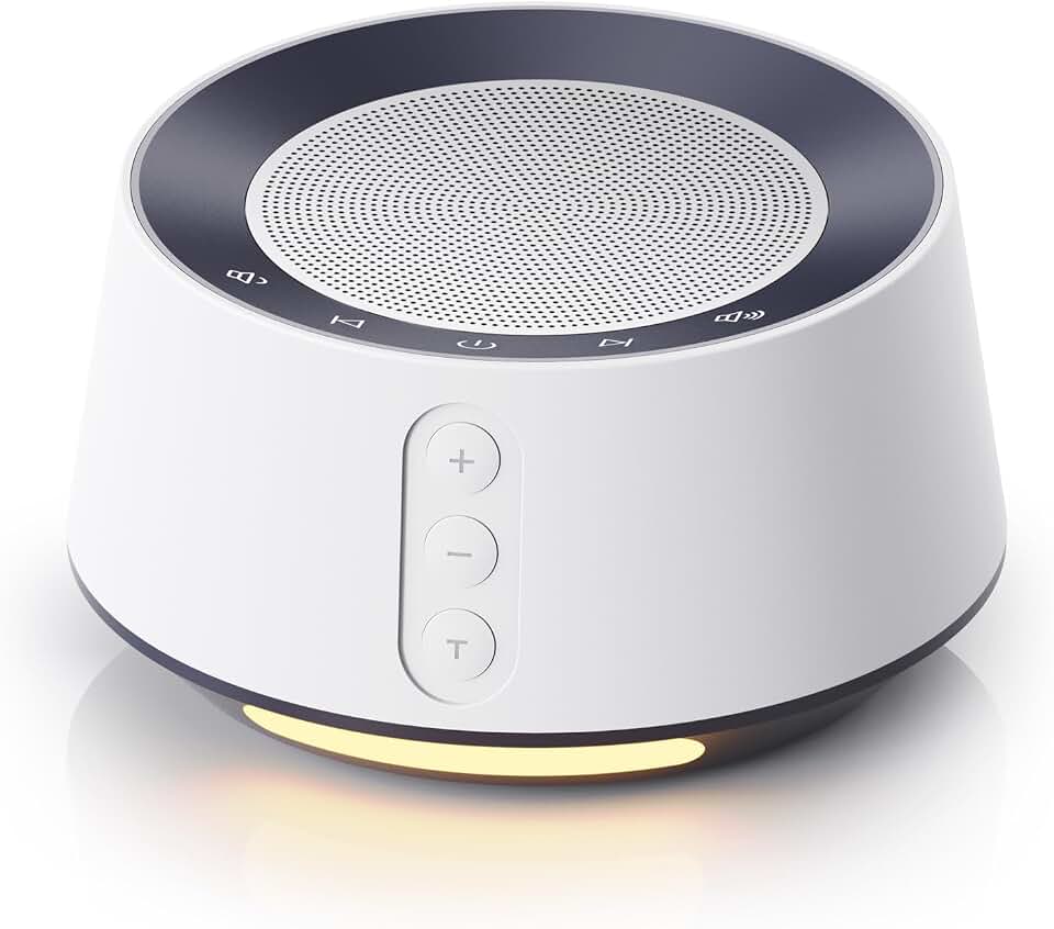 White Noise Sound Machine with 20 Soothing Sounds, 10 Colors Night Light Sleep Machines Home Office Travel, 5 Timers and Memory Feature Sound Machine for Nursery Baby Kids Adults (White) ClimatePartner certified