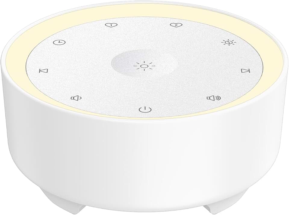 Kipcush White Noise Machine for Sleeping, Baby &amp; Adults, High-Fidelity Non-Looping Sounds, Sleep Sound Machine with Dimmable Night Light, USB Powered, Memory Function, Home, Nursery &amp; Travel ClimatePartner certified