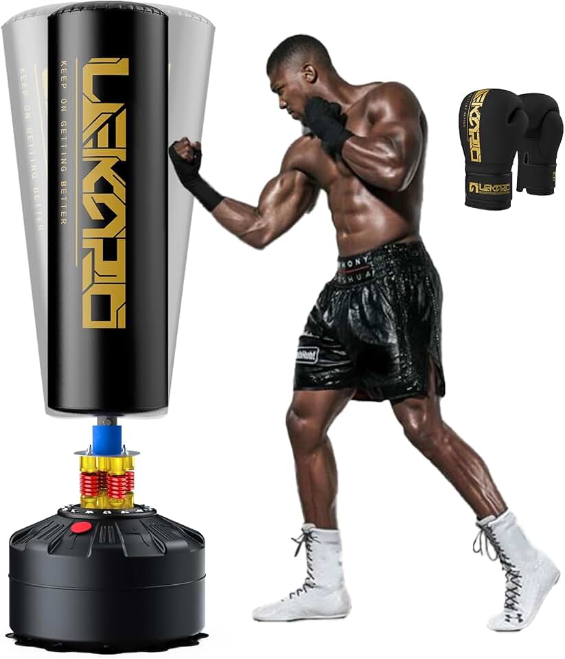 LEKÄRO Freestanding Punching Bag with Boxing Gloves, Heavy Boxing Bag featuring Stand for Adult Kids, Standing Kickboxing Bag
