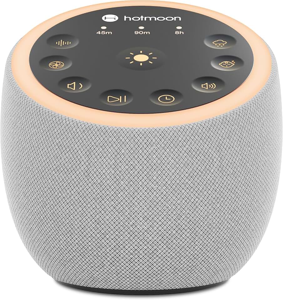 Hotmoon Sound Machine for Sleep, Cocoon 2, 40 Sounds, Dual-Speaker, Plug in | White Green Pink Brown Noise Machine for Sleeping Adults Office Privacy Baby Dogs, 4 Timers, 8 Night Light, Rain Noise Maker