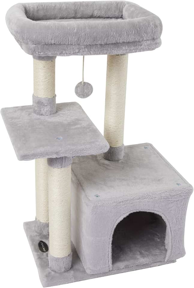 Cute Cat Tree Kitten Cat Tower Condo Cat Furniture Sisal Scratching Posts G | FISH&amp;NAP For Indoor Jump Platform Activity Center Play House Gray