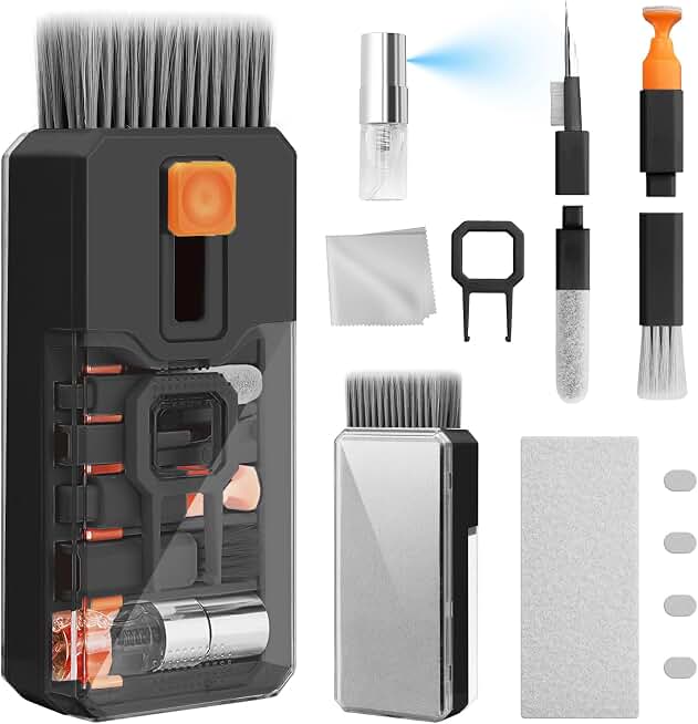 Keyboard Cleaner &amp; Laptop Cleaning Kit, All-in-1 for Computer PC, Black | Electronics Deep Cleaning Reusable Brush Tool, Screen-Safe Spray, for iPhone iPad Macbook Airpod Camera, Gaming Accessories Global Recycled Standard