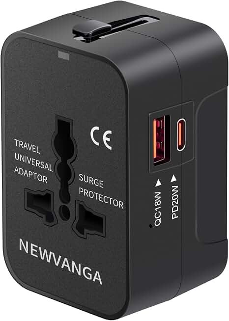 Universal Travel Adapter USB C, All in One Worldwide Plug Adapter, Black | Fast Charge GaN PD3.0, Type C USB-A Quick Charging, International Wall Charger, AC Power Outlet Converters, for USA EU UK AUS ClimeCo Certified