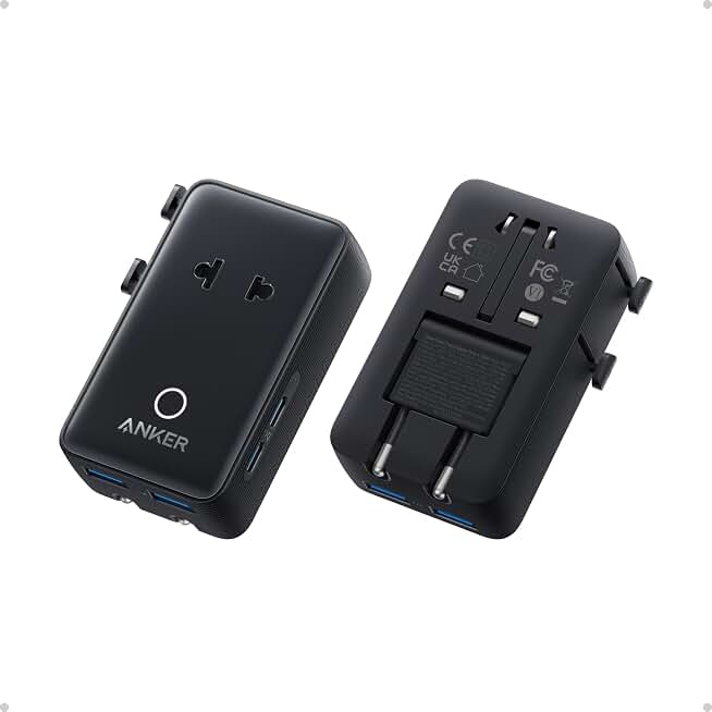 Anker Nano Travel Adapter, 2 USB C Universal Charger, 20W, 1× 2-Pin AC | European Power Plug, Smart Temperature Control, Works in 200+ Countries, Not a Voltage Converter, Travel Essentials(1-Pack) ClimatePartner certified
