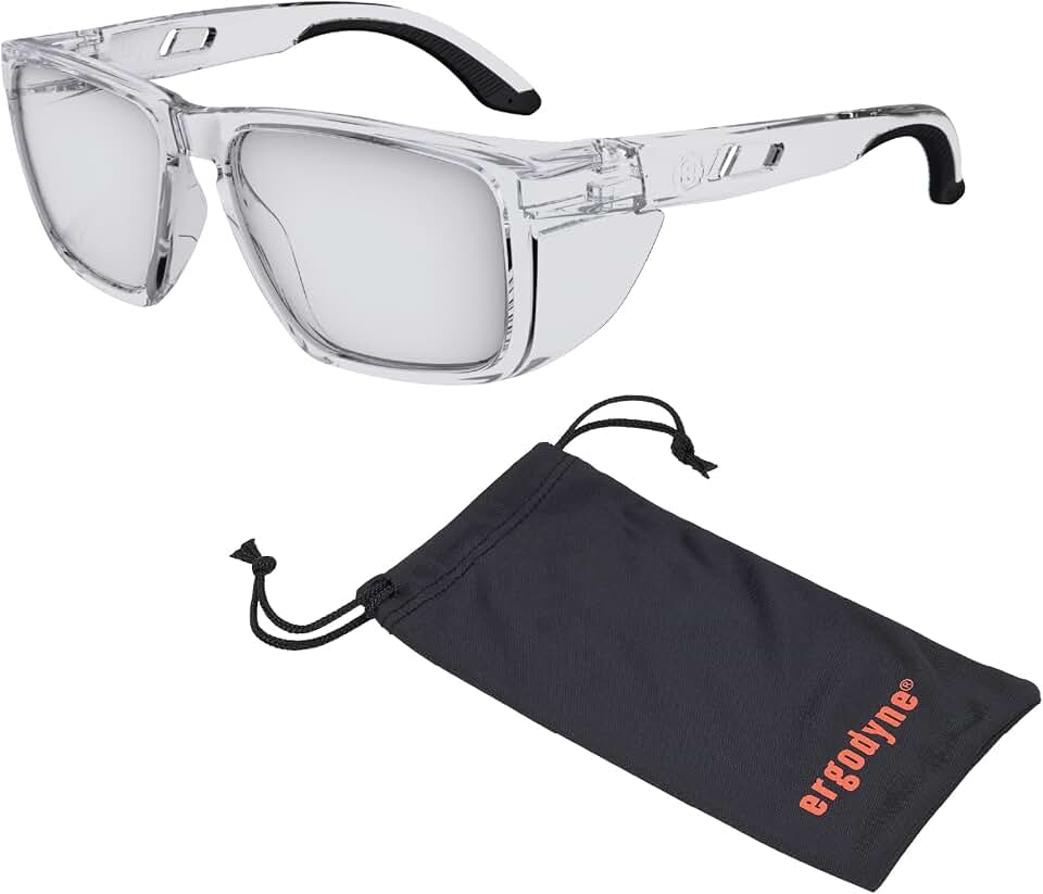 Ergodyne Skullerz SIXTEN Safety Glasses with Side Shields, Anti Fog + Anti Scratch, ANSI z87.1 with Protective Microfiber Bag