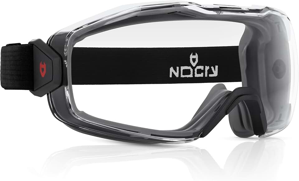 NoCry Anti Fog Safety Goggles Over Glasses For Men And Women — ANSI Z87.1 Premium Anti Scratch &amp; UV380 — Eye Protection with Panoramic Lens &amp; Adjustable Strap — Perfect Dust Goggles for Chemistry Lab