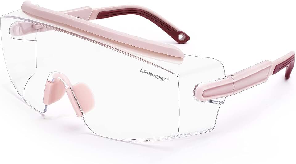 UKNOW Safety Goggles Over Glasses, Anti Fog Safety Glasses with Clear Wraparound Lens, ANSI Z87.1 Protective Eyewear