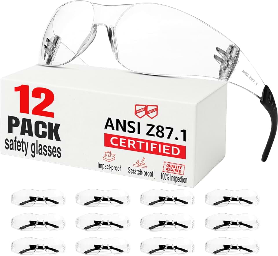 Safety Glasses Men Women 12 pack, Z87 Safety Glasses with Scratch&amp;Impact-Resistant lens, clear safety glasses with Ansi Z87.1 certification for construction, lab, lawnwork,workshop