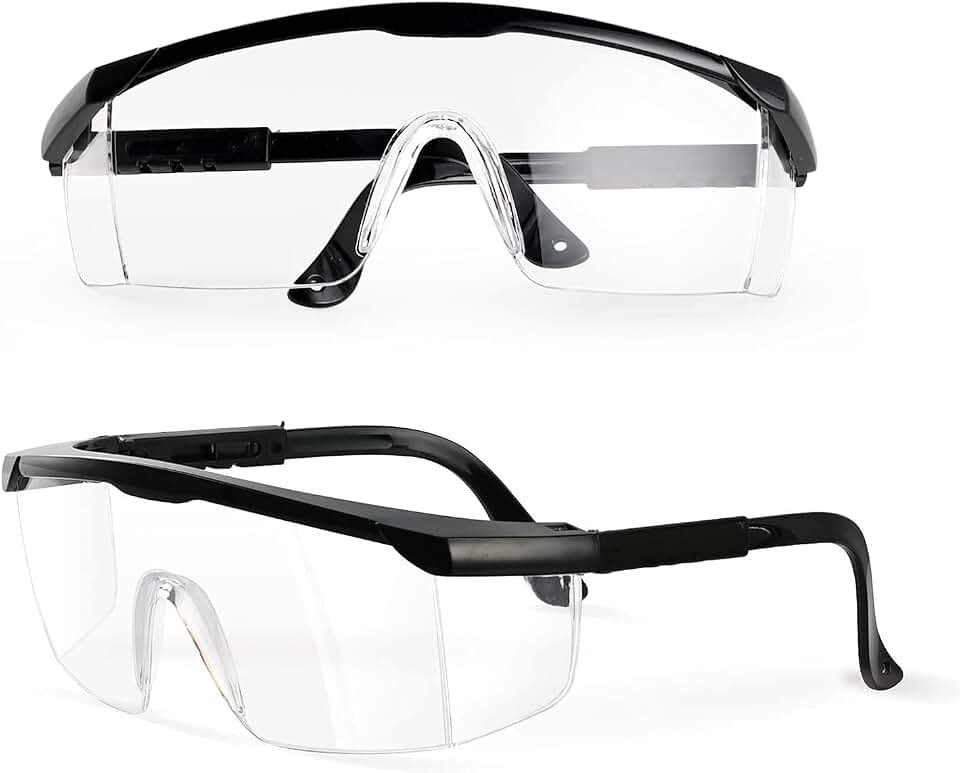 PACIFIC PPE 2 Pack Safety Glasses for Men and Women, ANSI Z87 Safety Goggles with Scratch Resistant Clear Wraparound Lenses, Adjustable Lab Goggles, UV Protection Lab Glasses