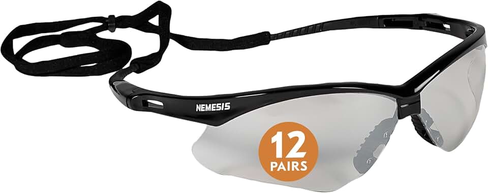 KleenGuard™ V30 Nemesis™ Safety Glasses (25685), KleenVision™ Anti-Fog Coating, Indoor/Outdoor Lenses, Black Unisex (Qty 12)
