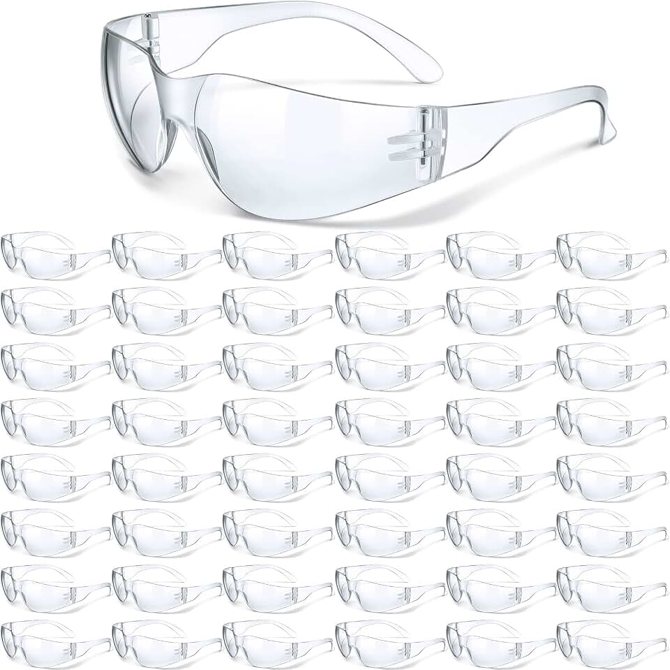 Weewooday 48 Pcs Safety Glasses Eye Protection Goggles | Eye Protection Glasses Bulk, Protective Eyewear for Work Lab, Anti Scratch &amp; Fog, Lightweight, Sports Outdoor Activities