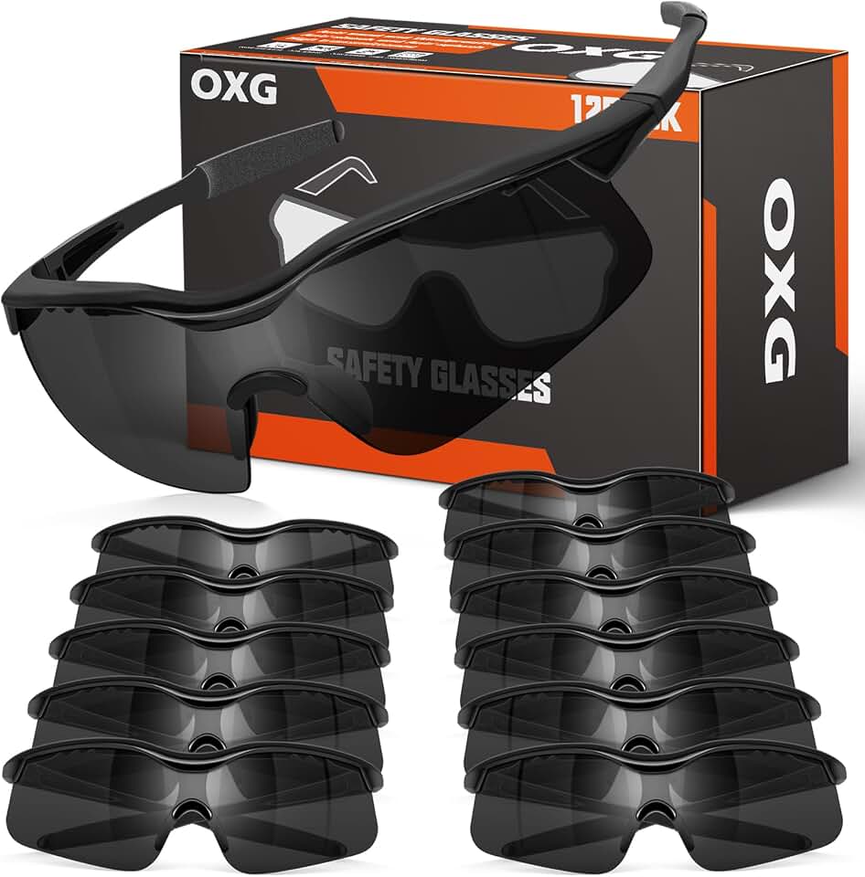 OXG Safety Glasses for Men Women, ANSI Z87 UV Protection Protective Eyewear | Impact &amp; Scratch Resistant, ANSI Z87.1, Eye Protection, for Woodworking Construction