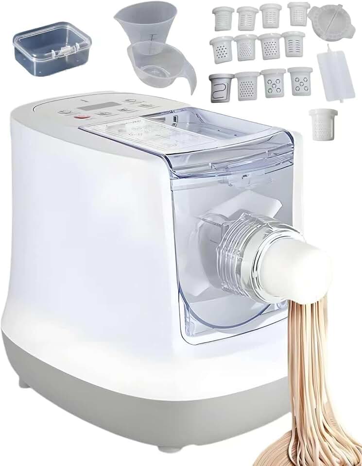 260W Electric Pasta Maker, 13 Pasta Discs Automatic Pasta Maker | Automatic mixing, kneading, and extrusion with 13 shaping discs and up to 500g flour per batch for Home Kitchen